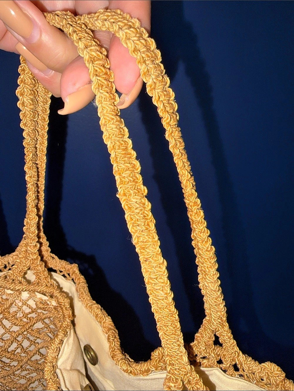 Beige Crochet Tote Bag - Picture 9 of 14